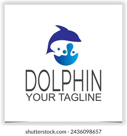 Vector simple blue dolphin logo template
