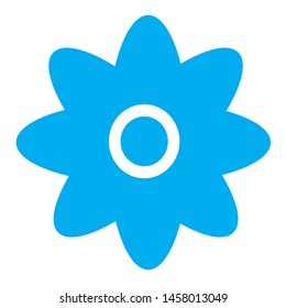
vector of simple blue flower icons with white backgrounds. blue circle in the middle.