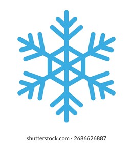 Vector simple blue snowflake icon isolated on white background