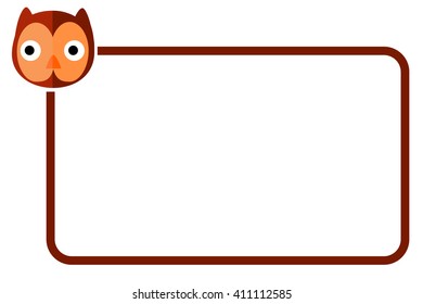 vector simple Border Line with Owl Face 
