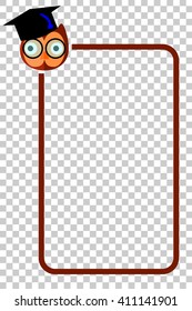 vector simple Border Line with Owl Face using graduation cap
