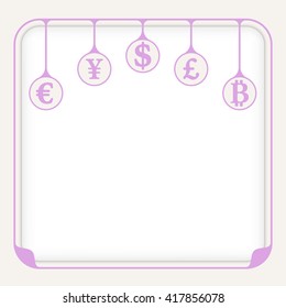 Vector simple box to fill your text and different currencies
