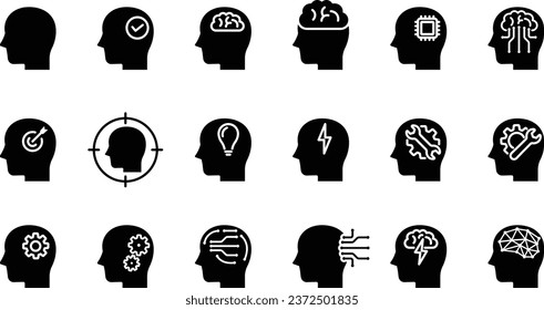 Vector Simple Brain Icon Set
