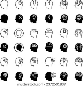 Vector Simple Brain Icon Set