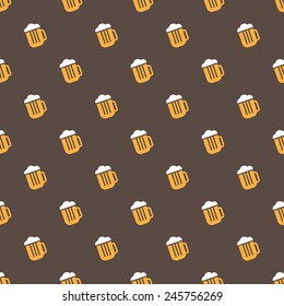 Vector Simple Bright Beer Mug Seamless Pattern