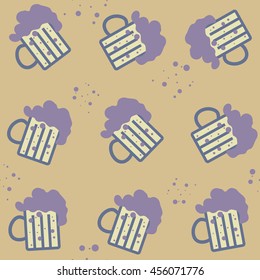 Vector simple bright beer mug seamless pattern