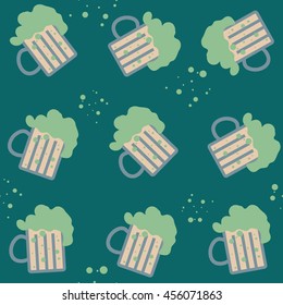 Vector simple bright beer mug seamless pattern