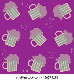Vector simple bright beer mug seamless pattern