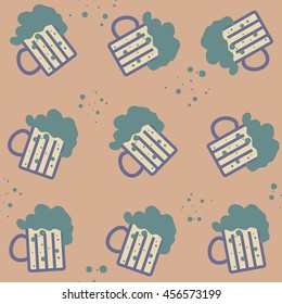 Vector simple bright beer mug seamless pattern