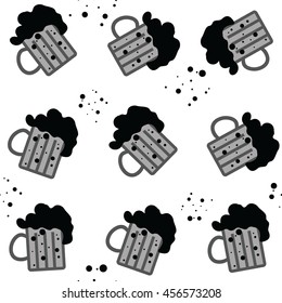 Vector simple bright beer mug seamless pattern
