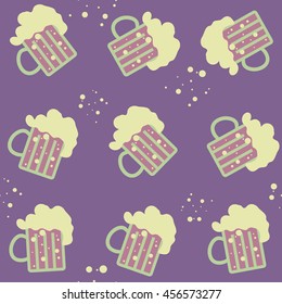 Vector simple bright beer mug seamless pattern