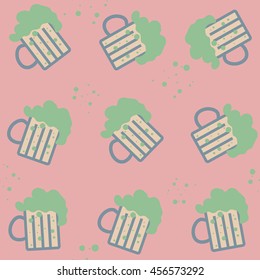 Vector simple bright beer mug seamless pattern