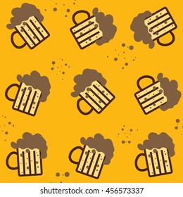 Vector Simple Bright Beer Mug Seamless Pattern