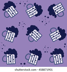 Vector simple bright beer mug seamless pattern