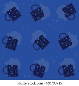 Vector simple bright beer mug seamless pattern