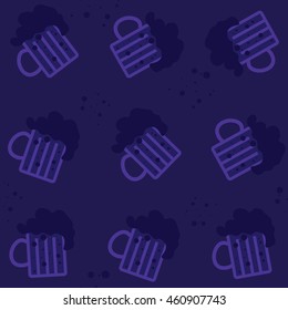 Vector simple bright beer mug seamless pattern