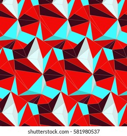 Vector simple bright mosaic pattern. Abstract blue summer design. 2017 trendy fashion print. Ornament red geometric graphic
