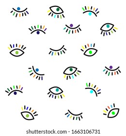 Vector simple bright pattern with third eye on a white background