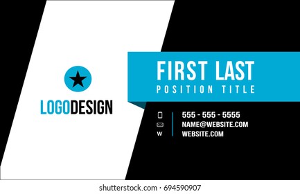 Vector simple business card, blue and black