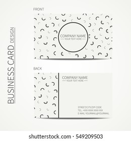 Vector simple business card design. memphis style. Template. Black and white. Business card for corporate business and personal use. Trendy calling card. Geometric triangle pattern.