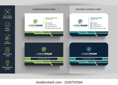 Vector simple business card template. Clean design, Modern horizontal name card, Flat Style Vector Illustration. Stationery Design and visiting card, Creative and professional business card.