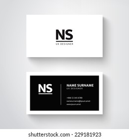 Vector simple  business card template. Clean design