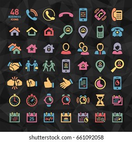 Vector simple business color basic icon big set.