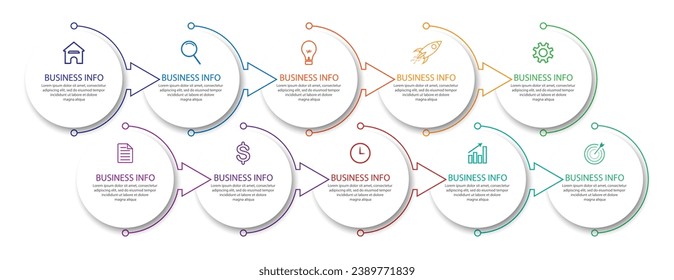 Diseño informático empresarial simple vectorial 
plantilla con líneas de color, iconos, números y 
8 opciones o pasos. Puede utilizarse para diagramas de procesos, 
presentaciones, diseños de flujo de trabajo, banners, diagramas de flujo,