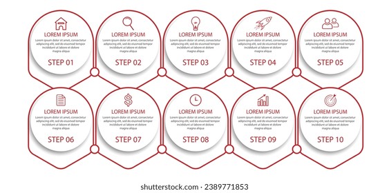 Vector simple Business Infographic design 
template with color lines, icons, numbers and 
8 options or steps. Can be used for process diagrams, 
presentations, workflow layouts, banners, flowcharts,