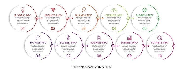 Diseño informático empresarial simple vectorial 
plantilla con líneas de color, iconos, números y 
8 opciones o pasos. Puede utilizarse para diagramas de procesos, 
presentaciones, diseños de flujo de trabajo, banners, diagramas de flujo,