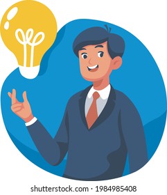 vector simple businessman character looking for ideas