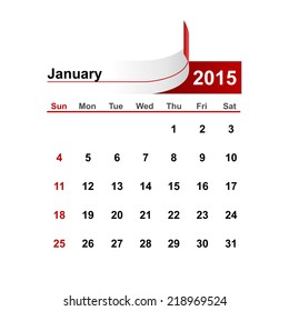 Vector simple calendar 2015 year january month.