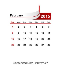 Vector simple calendar 2015 year february month.