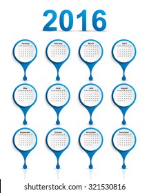 Vector simple calendar 2016 year.