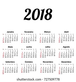Vector simple calendar 2018 on french language. Week starts from Monday