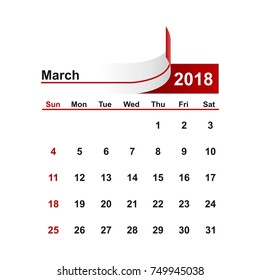 Vector simple calendar 2018 year march month