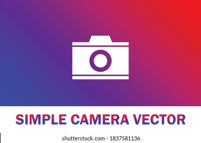 Vector of simple camera icon. Isolated on gradient background. For designer.