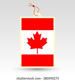 vector simple canadian price tag - symbol of made in canada - label with national flag and string