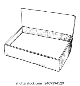 Vector simple cardboard box for donuts and pastry line Illustration. Empty blank box template
