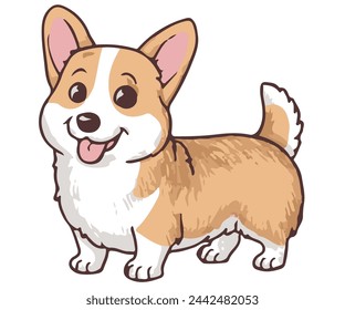 Vector simple cartooned illustration: Welsh corgi cute character for children 