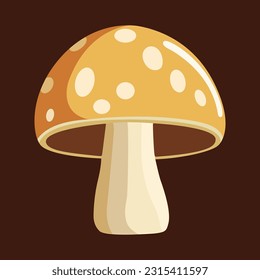 Vector simple champignon, mushroom flat vector illustration.