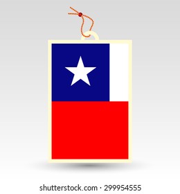 vector simple chilean price tag - symbol of made in chile - label with national flag and string