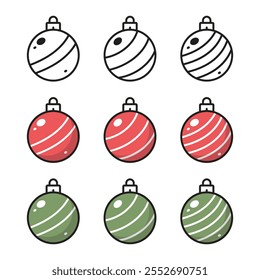 Vector Simple bola de Navidad Icon Set. Iconos de bola de Navidad