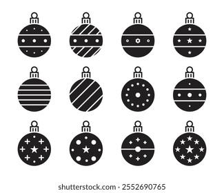 Vector Simple Christmas Ball Icon Set. Christmas Ball Outline Icons