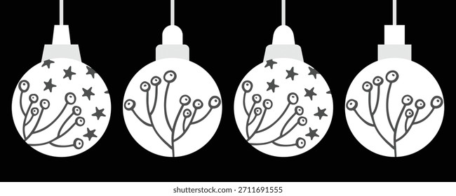 Vector Simple Christmas Ball Icon Set. Christmas Ball Icons