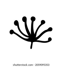 Vector Fácil planta navideña en forma de doodle con línea negra sobre fondo blanco.Ilustración floral, invernal, botánica, mininmalísta dibujada a mano.Diseño para pegatinas, empaque, web, impresión, afiches. 