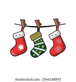 vector simple christmas socks ornaments with motifs