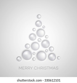 Vector Simple Christmas tree with white balls