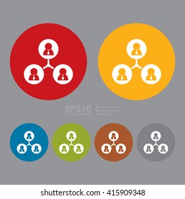 Vector : Simple Circle Business Connection Flat Icon, Sign 