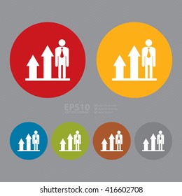 Vector : Simple Circle Business Growth Bar Chart Infographics Flat Icon, Sign 